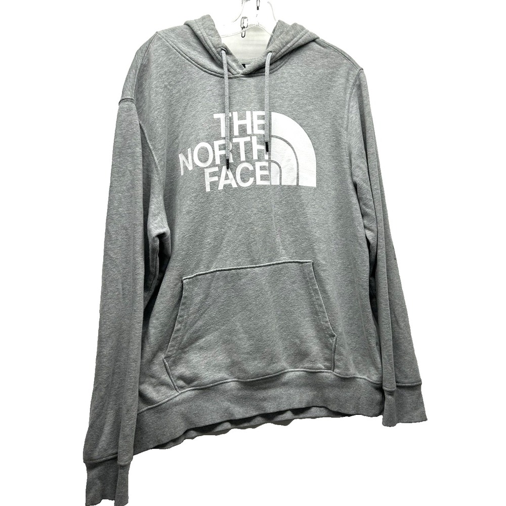 The North Face Men's Grey Large Cotton Blend Hoodie Pullover Sweatshirt (H6)